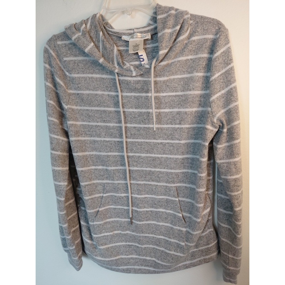 Angel Kiss Long Sleeve Hooded Maternity T-Shirt *Very Soft, Stretchy, Sz S NWT